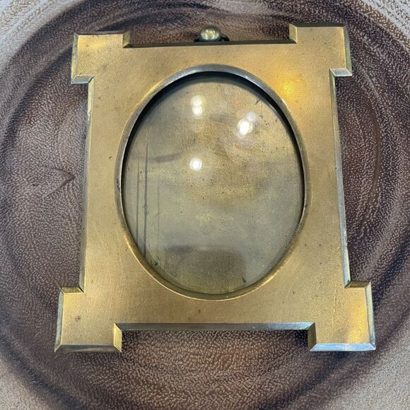 VTG English Brass Metal Spandrel Hanging Picture Frame Signed Marion London - Picture 9 of 10